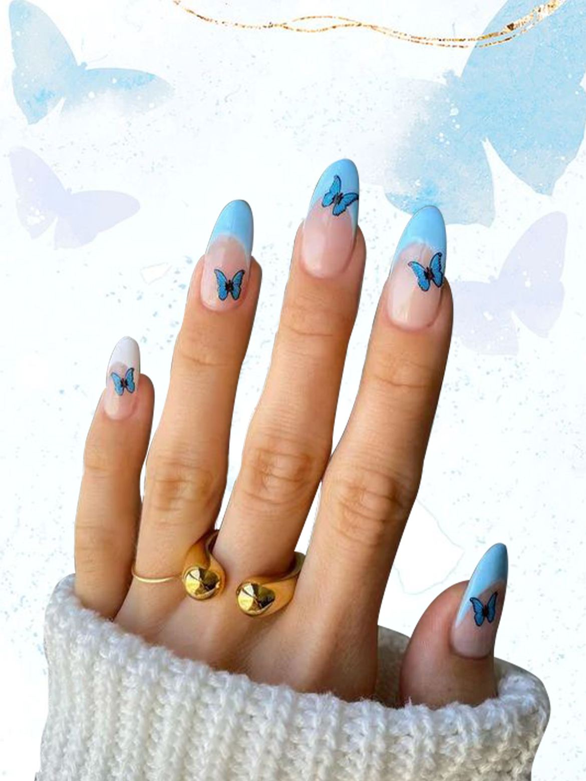 Custom Butterfly Press-Ons – Pamper Nail Gallery