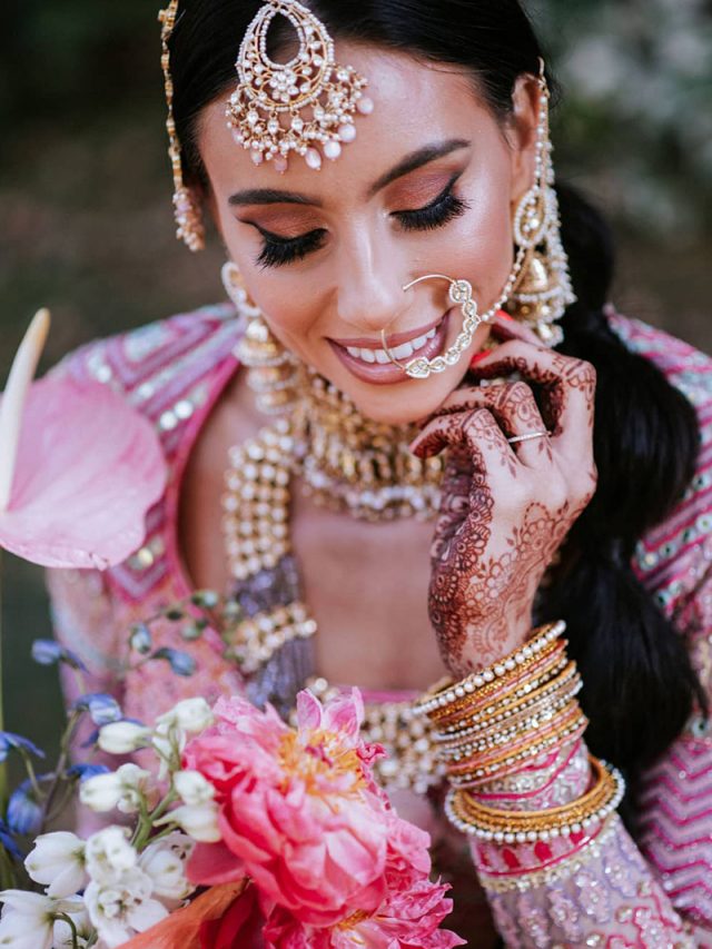 We Can't Stop Admiring This Bride's Beauty & Her Hot Pink Sabyasachi Lehenga  | Indian bridal makeup, Bridal eye makeup, Bridal makeup looks