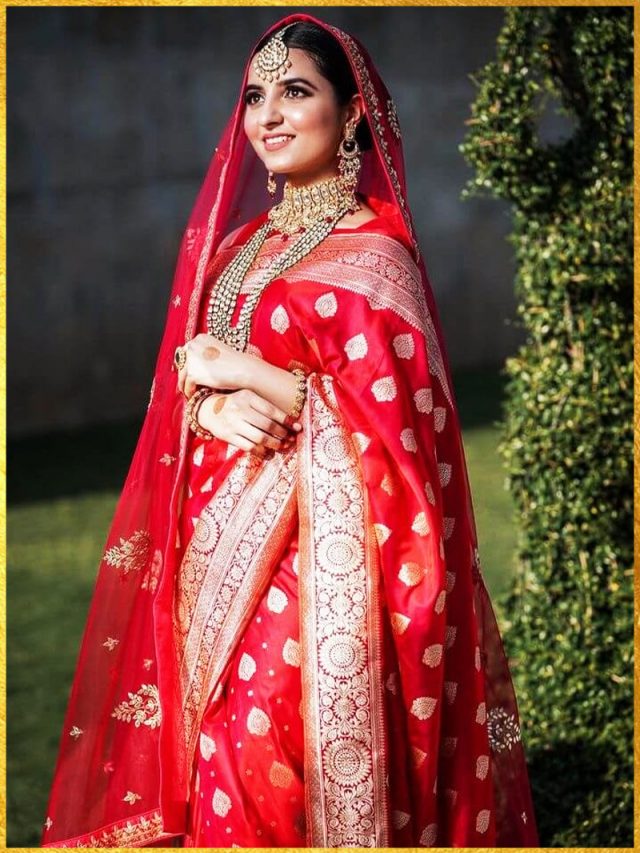 RED,Art silk banarasi kanjivaram latest designer bridal wedding partywear  soft litchi silk saree for woman.