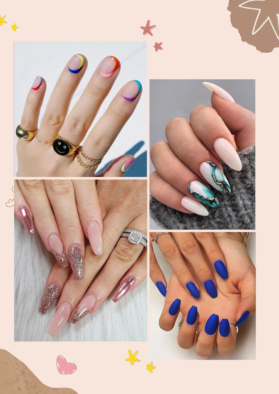 Colorful bright manicure with different nail shape,sharp,oval and square. Nail art.Summer creative nail design. Stock Photo | Adobe Stock